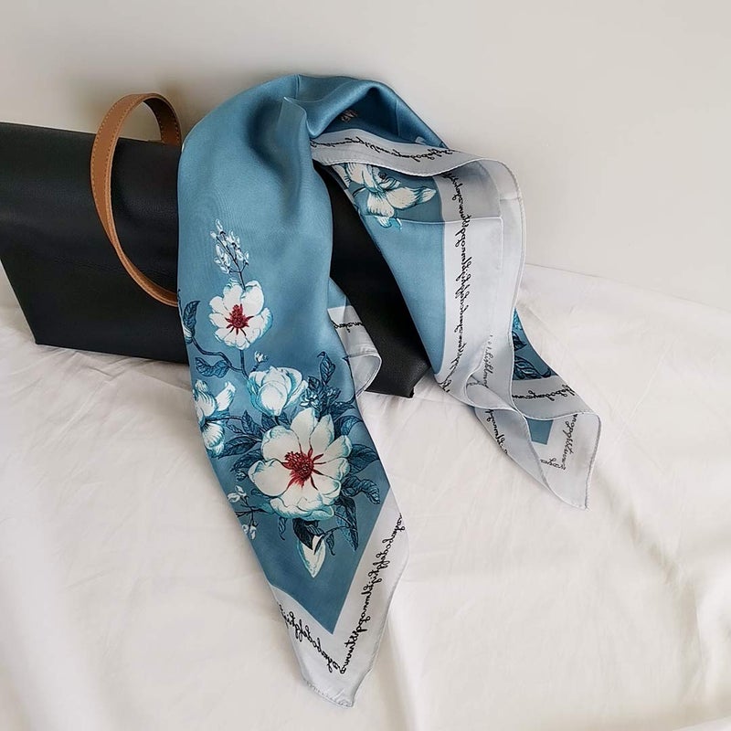 FONYVE Silk Feeling Scarf Medium Square Satin Head Wrap for Women 27.5 inches - Image 5